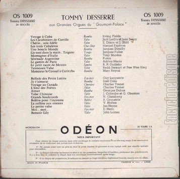 [Pochette de 24 succs (Tommy DESSERRE) - verso]