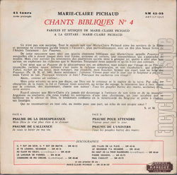 [Pochette de Chants bibliques n 4 (Marie-Claire PICHAUD) - verso]