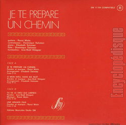 [Pochette de Je te prpare un chemin (CCILE, JEAN-NOL ET RAOUL (du groupe SILOE)) - verso]