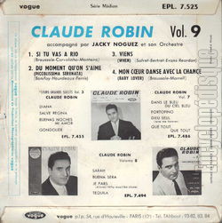 [Pochette de Si tu vas  Rio (Claude ROBIN) - verso]