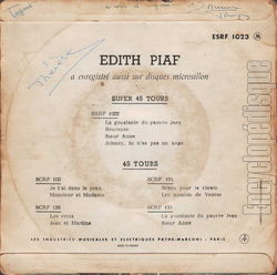 [Pochette de Padam Padam… (dith PIAF) - verso]