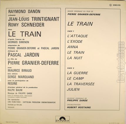 [Pochette de Le train (B.O.F.  Films ) - verso]