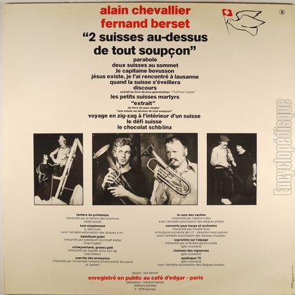 [Pochette de Deux suisses au-dessus de tout soupon (Fernand BERSET et Alain CHEVALLIER) - verso]