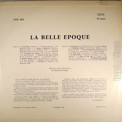 [Pochette de "La Belle poque" (COMPILATION) - verso]