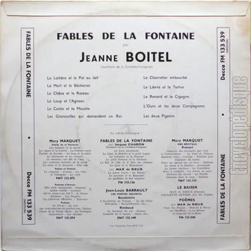 [Pochette de Fables de La Fontaine (Jeanne BOITEL) - verso]