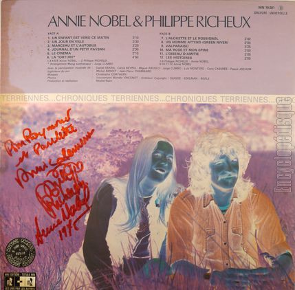 [Pochette de Chroniques terriennes (Annie NOBEL et Philippe RICHEUX) - verso]