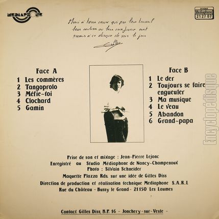 [Pochette de Les commres / Tangoprolo / Mfie-toi… (Gilles DISS) - verso]