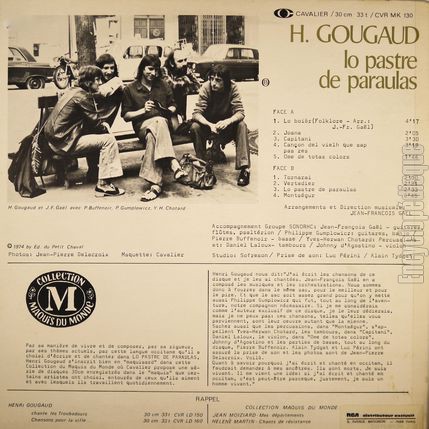 [Pochette de Lo pastre de paraulas "Le berger des mots" (Henri GOUGAUD) - verso]