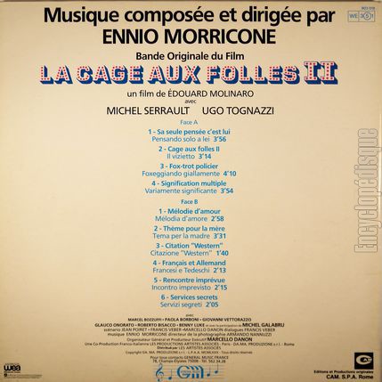 [Pochette de La Cage aux Folles II (B.O.F.  Films ) - verso]