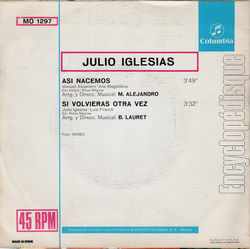 [Pochette de Asi nacemos / Si volvieras otra vez (Julio IGLESIAS) - verso]