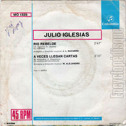 [Pochette de Rio rebelde / A veces llegan cartas (Julio IGLESIAS) - verso]