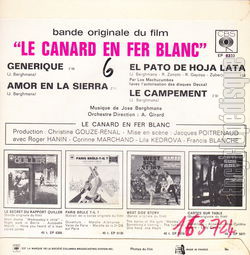 [Pochette de Le canard en fer blanc (B.O.F.  Films ) - verso]