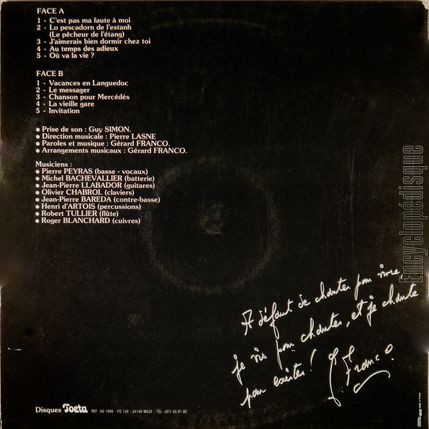 [Pochette de Vol. 1 (Grard FRANCO) - verso]