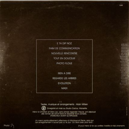 [Pochette de Tout en douceur (Alain MILIEN) - verso]