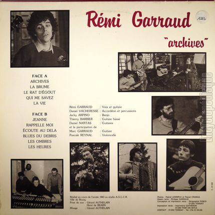 [Pochette de Archives (Rmi GARRAUD) - verso]