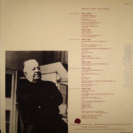[Pochette de Hommage  Gilles (GILLES) - verso]