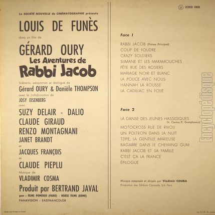 [Pochette de Les aventures de Rabbi Jacob (B.O.F.  Films ) - verso]
