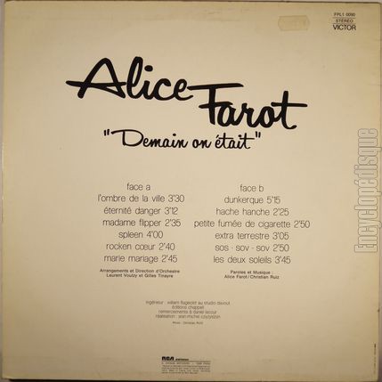 [Pochette de Demain on tait (Alice FAROT) - verso]