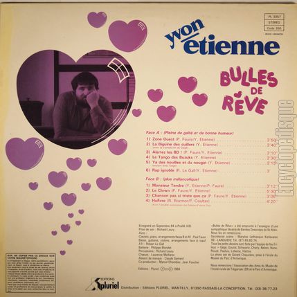 [Pochette de Bulles de rves (Yvon TIENNE) - verso]