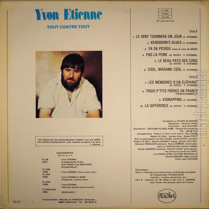 [Pochette de Tout contre tout (Yvon TIENNE) - verso]