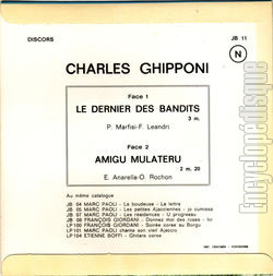 [Pochette de Le dernier des bandits / Amigu mulateru (Charles GHIPPONI) - verso]