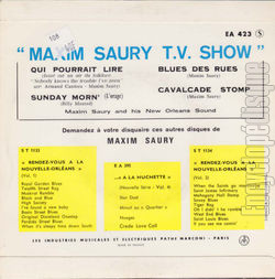 [Pochette de Special show (Maxim SAURY) - verso]