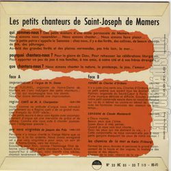 [Pochette de Mamers (Les PETITS CHANTEURS DE SAINT-JOSEPH DE MAMERS ) - verso]