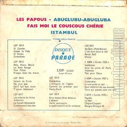 [Pochette de Parade des succs (COMPILATION) - verso]