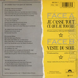 [Pochette de Je casse tout ce que je touche (LIO) - verso]