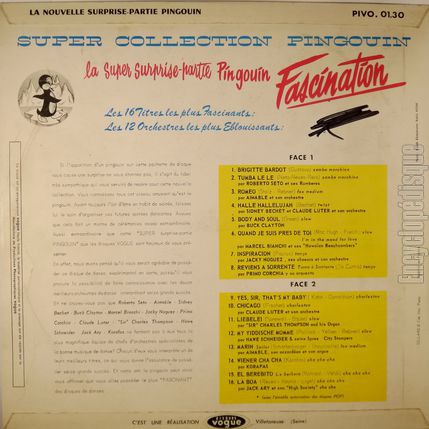 [Pochette de La super surprise-partie pingouin - Fascination - (COMPILATION) - verso]
