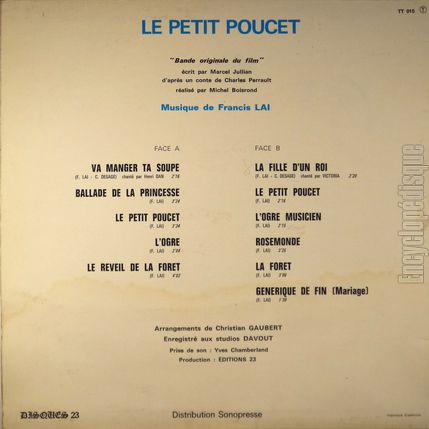 [Pochette de Le petit poucet (B.O.F.  Films ) - verso]
