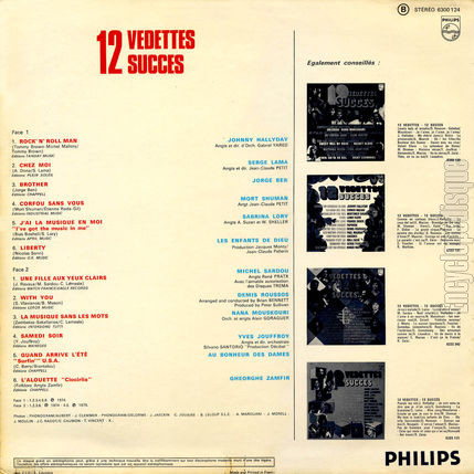 [Pochette de 12 Vedettes - 12 Succs (COMPILATION) - verso]