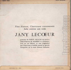 [Pochette de Le fiacre (Jany LECOEUR) - verso]