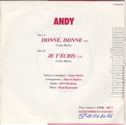 [Pochette de Donne, donne (ANDY (2)) - verso]