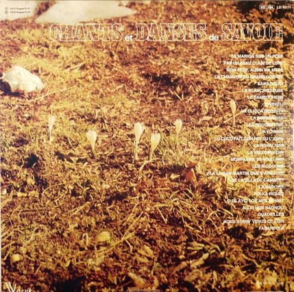 [Pochette de Chants et danses de Savoie (La CHORALE DES MONTAGNES VALDOTAINES / Toni JACQUE) - verso]