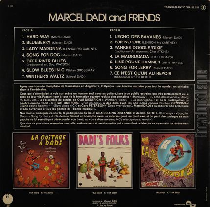 [Pochette de Dadi and friends country show (Marcel DADI) - verso]