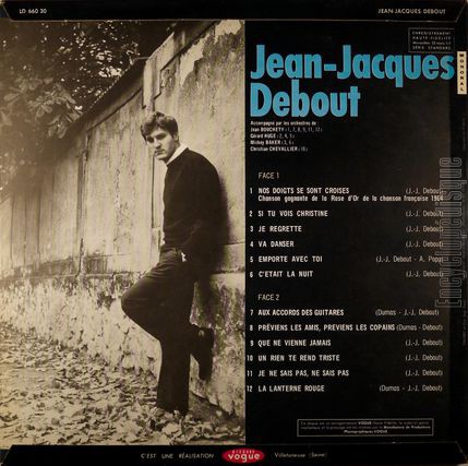 [Pochette de Nos doigts se sont croiss / Si tu vois Christine / Je regrette… (Jean-Jacques DEBOUT) - verso]