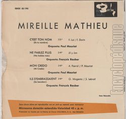 [Pochette de C’est ton nom (Mireille MATHIEU) - verso]