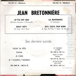 [Pochette de Je t’ai dit oui (Jean BRETONNIRE) - verso]