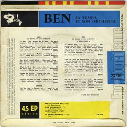 [Pochette de Me pisaste un pie (BEN (et sa tumba)) - verso]