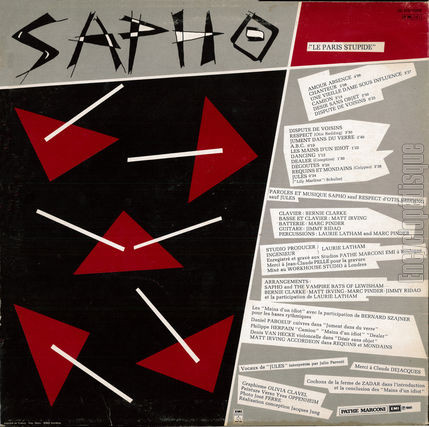 [Pochette de Le paris stupide (SAPHO) - verso]