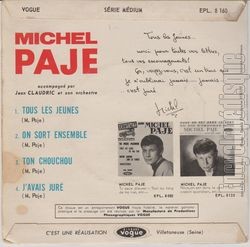 [Pochette de Tous les jeunes (Michel PAJE) - verso]
