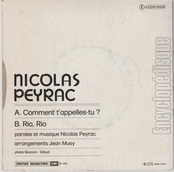 [Pochette de Comment t’appelles-tu ? (Nicolas PEYRAC) - verso]