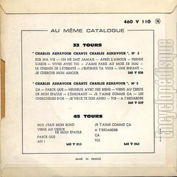 [Pochette de Sur ma vie (Charles AZNAVOUR) - verso]