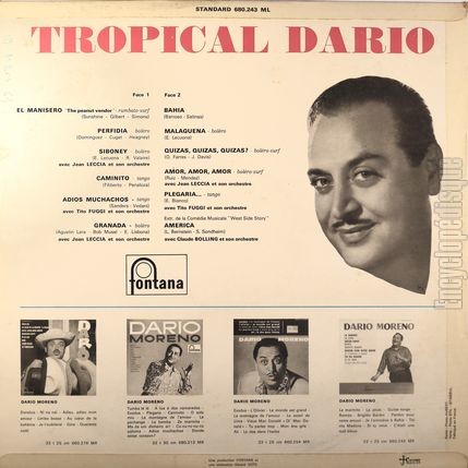 [Pochette de Tropical Dario (Dario MORENO) - verso]