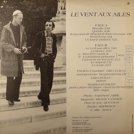 [Pochette de Le vent aux ailes (Gilles ELBAZ) - verso]