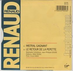 [Pochette de Mistral gagnant (RENAUD) - verso]