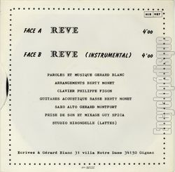 [Pochette de Rve (Grard BLANC (2)) - verso]
