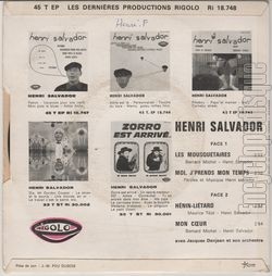 [Pochette de Les mousquetaires (Henri SALVADOR) - verso]