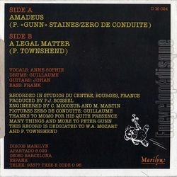 [Pochette de Amadeus / A legal matter (ZRO DE CONDUITE) - verso]